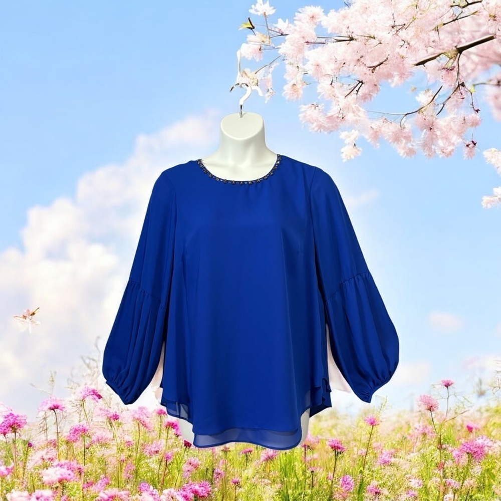 Zac & Rachel Woman, Plus Size Royal Blue Blouse, Size 1X
